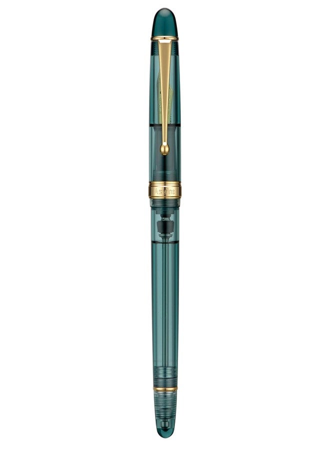 Asvine V126 Vacuum Filling Fountain Pen Gold Plated Fine Point, Transparent Teal Acrylic Pen Gift Case - Image 2